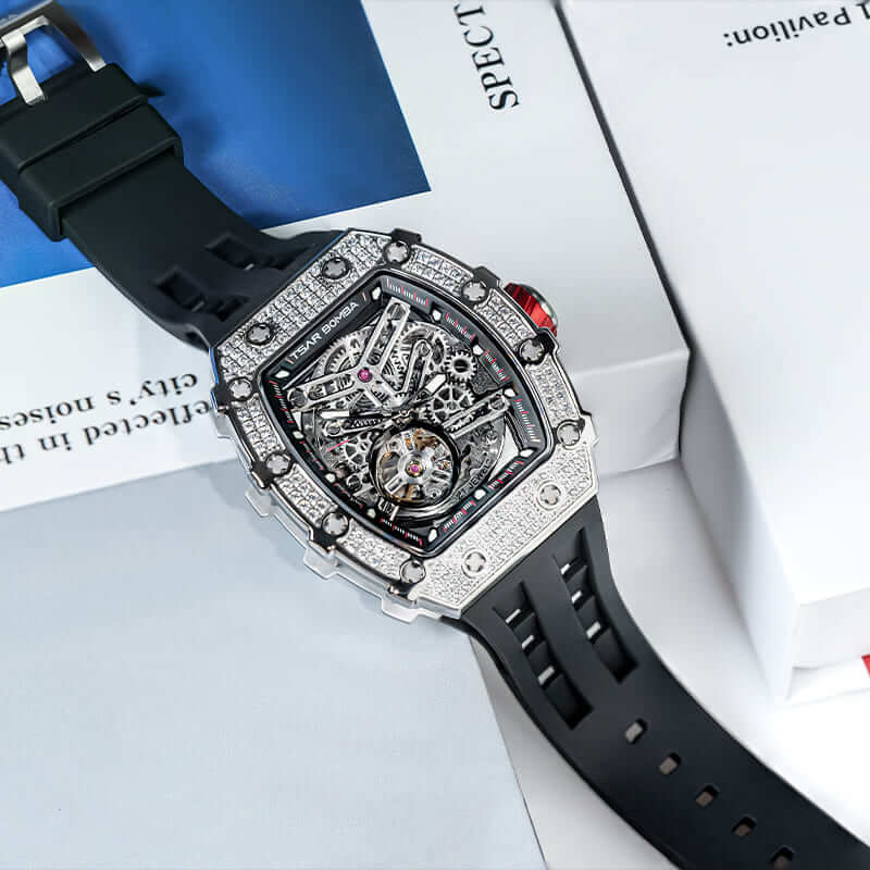 Diamond Like Cubic Zirconia Automatic Watch TB8208D---$300-$500, all, D, Mechanical, Summer Collection-Tsarbomba