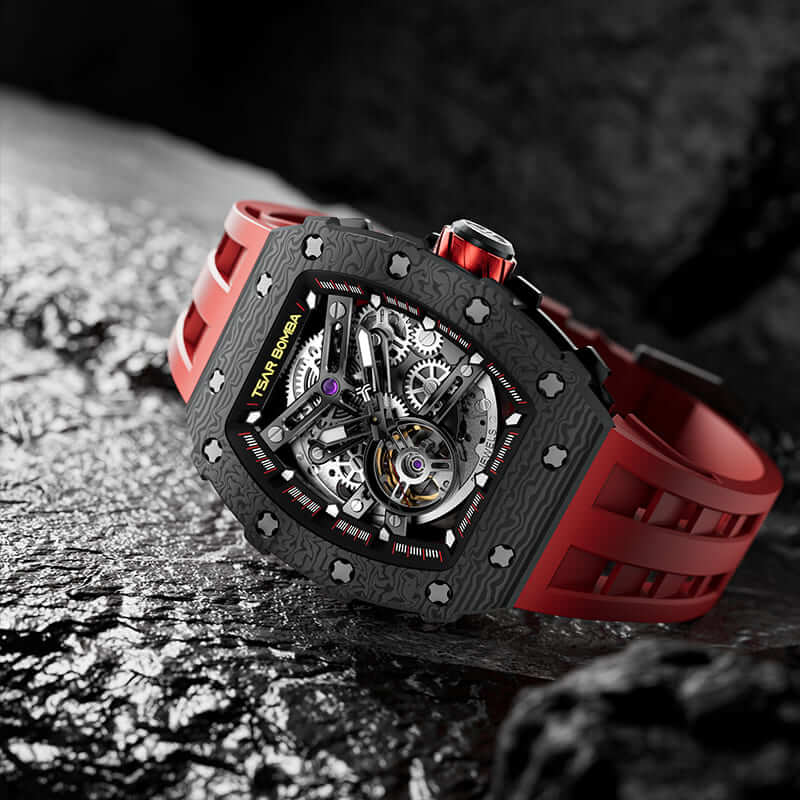 Carbon Fiber Automatic Watch TB8208CF--Watch-$300-$500, all, Carbon Fiber, Mechanical, Summer Collection-Tsarbomba