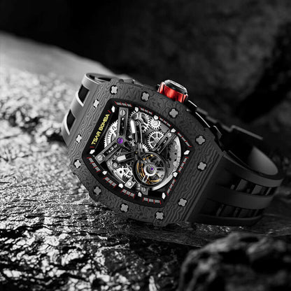 Carbon Fiber Automatic Watch TB8208CF--Watch-$300-$500, all, Carbon Fiber, Mechanical, Summer Collection-Tsarbomba