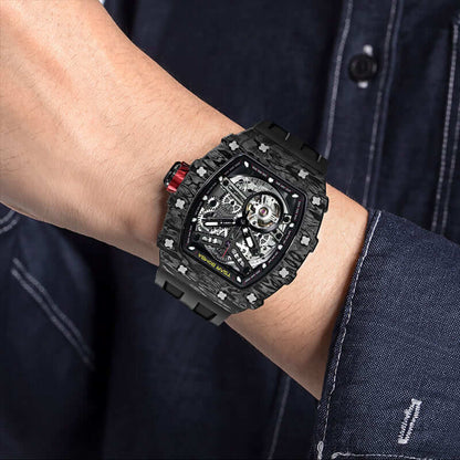 Carbon Fiber Automatic Watch TB8208CF--Watch-$300-$500, all, Carbon Fiber, Mechanical, Summer Collection-Tsarbomba