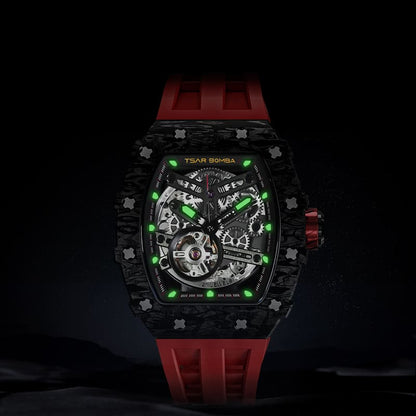 Carbon Fiber Automatic Watch TB8208CF--Watch-$300-$500, all, Carbon Fiber, Mechanical, Summer Collection-Tsarbomba