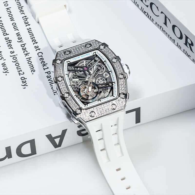 Diamond Like Cubic Zirconia Automatic Watch TB8208D---$300-$500, all, D, Mechanical, Summer Collection-Tsarbomba