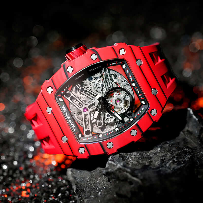 Carbon Fiber Automatic Watch TB8208CF--Watch-$300-$500, all, Carbon Fiber, Mechanical, Summer Collection-Tsarbomba