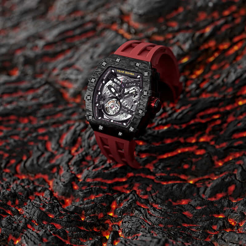 Carbon Fiber Automatic Watch TB8208CF--Watch-$300-$500, all, Carbon Fiber, Mechanical, Summer Collection-Tsarbomba