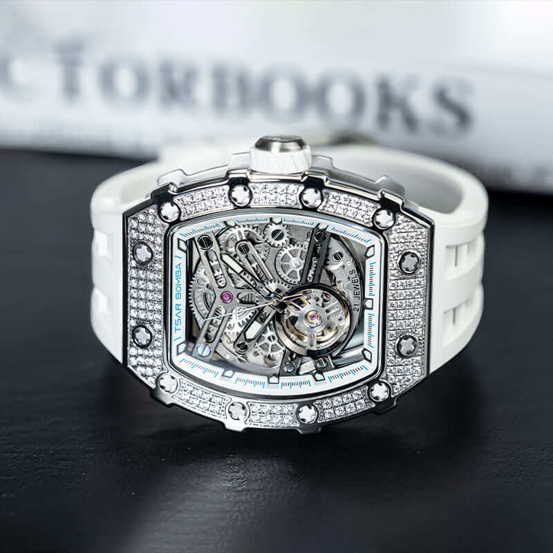 Diamond Like Cubic Zirconia Automatic Watch TB8208D---$300-$500, all, D, Mechanical, Summer Collection-Tsarbomba