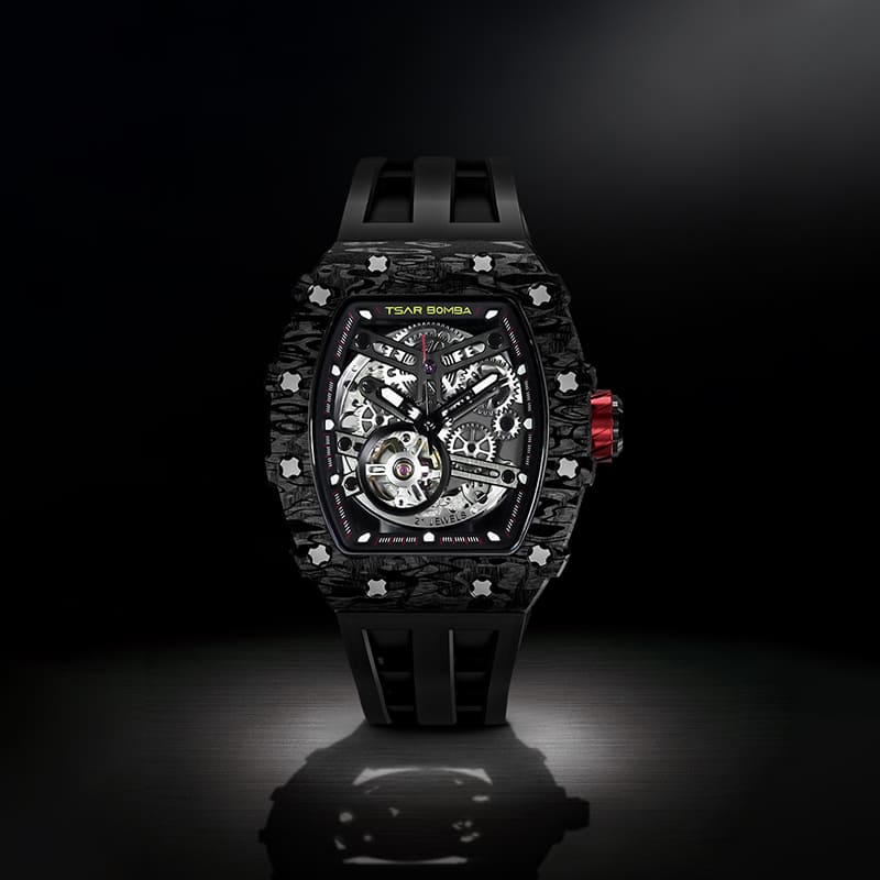 Carbon Fiber Automatic Watch TB8208CF--Watch-$300-$500, all, Carbon Fiber, Mechanical, Summer Collection-Tsarbomba