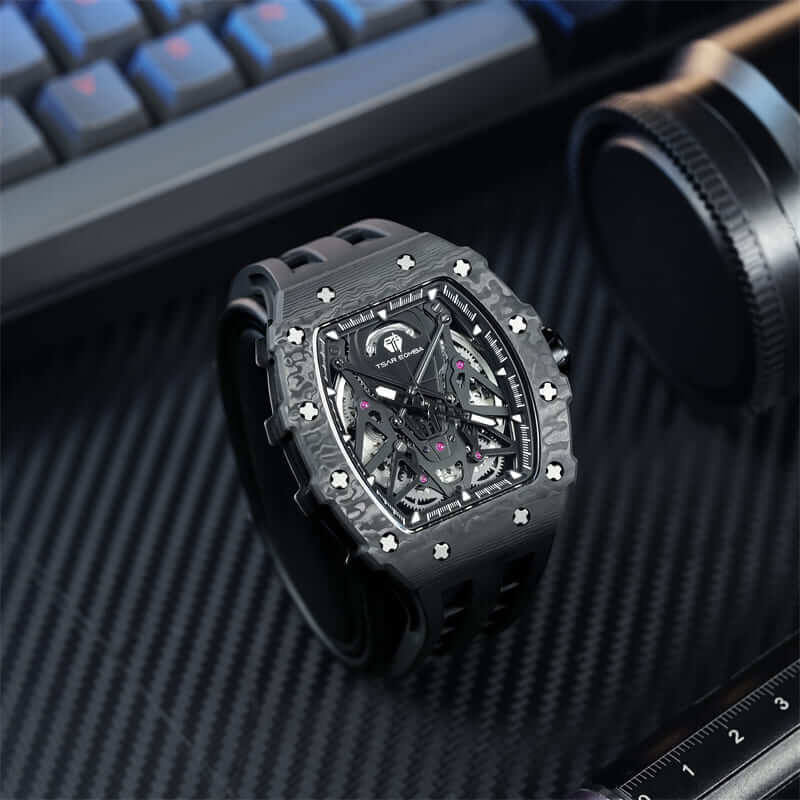 Carbon Fiber Automatic Watch TB8207CF---$300-$500, all, Carbon Fiber, Influencer Review, Mechanical, Summer Collection-Tsarbomba