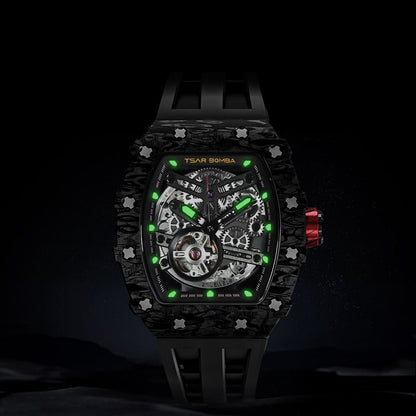 Carbon Fiber Automatic Watch TB8208CF--Watch-$300-$500, all, Carbon Fiber, Mechanical, Summer Collection-Tsarbomba