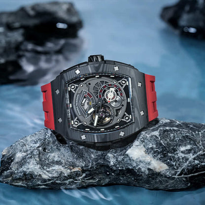 Carbon Fiber Kinetic Energy Display Automatic Watch TB8210CF---$500-$700, all, Carbon Fiber, Mechanical, Summer Collection-Tsarbomba