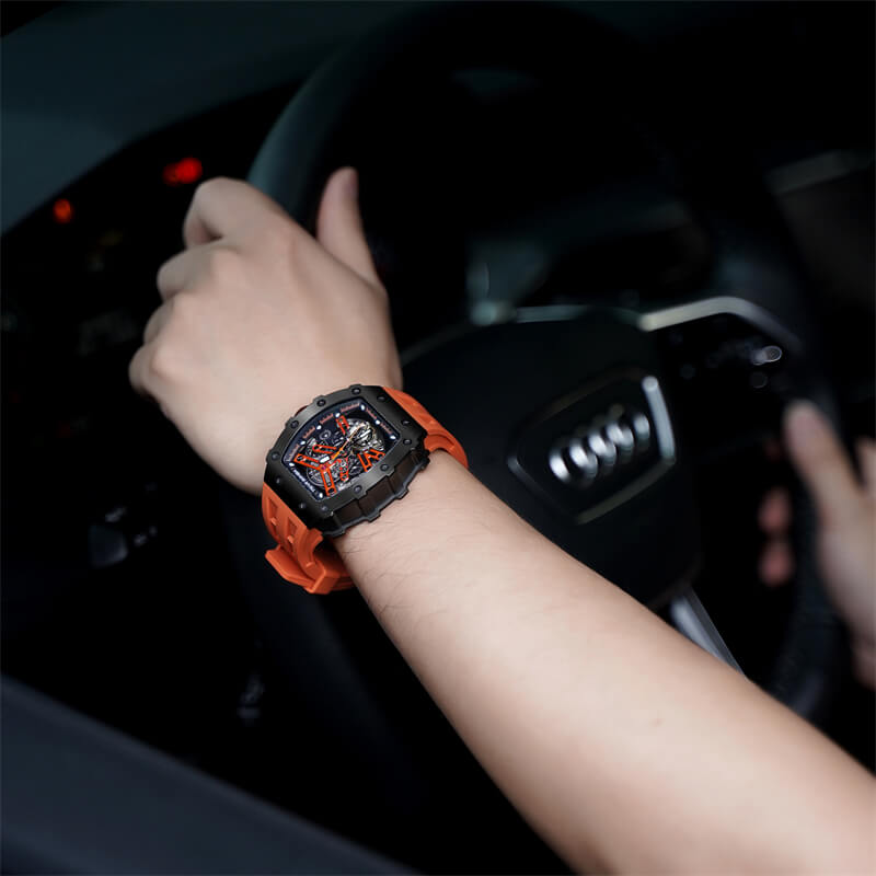 Elemental Series-Automatic Watch TB8208A Black Orange-8